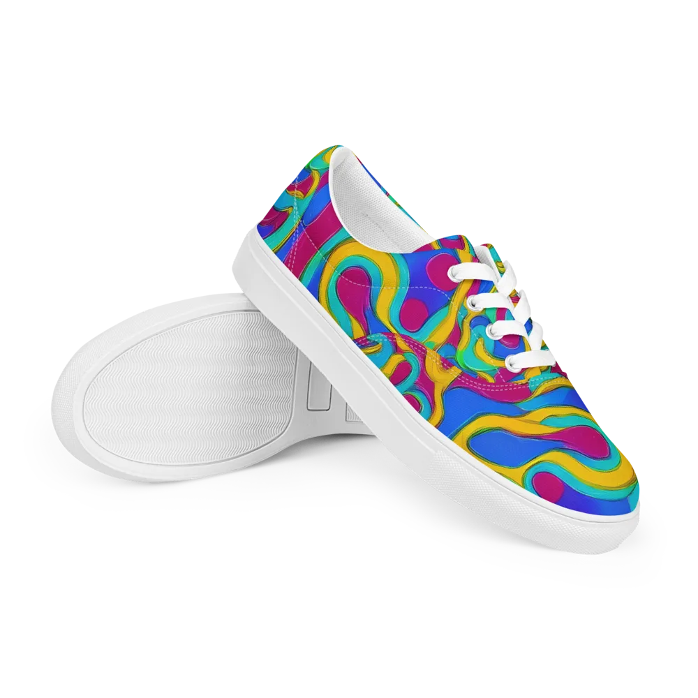 Kaleido Flow on Men's Lace-Up Canvas Shoes — Right Front