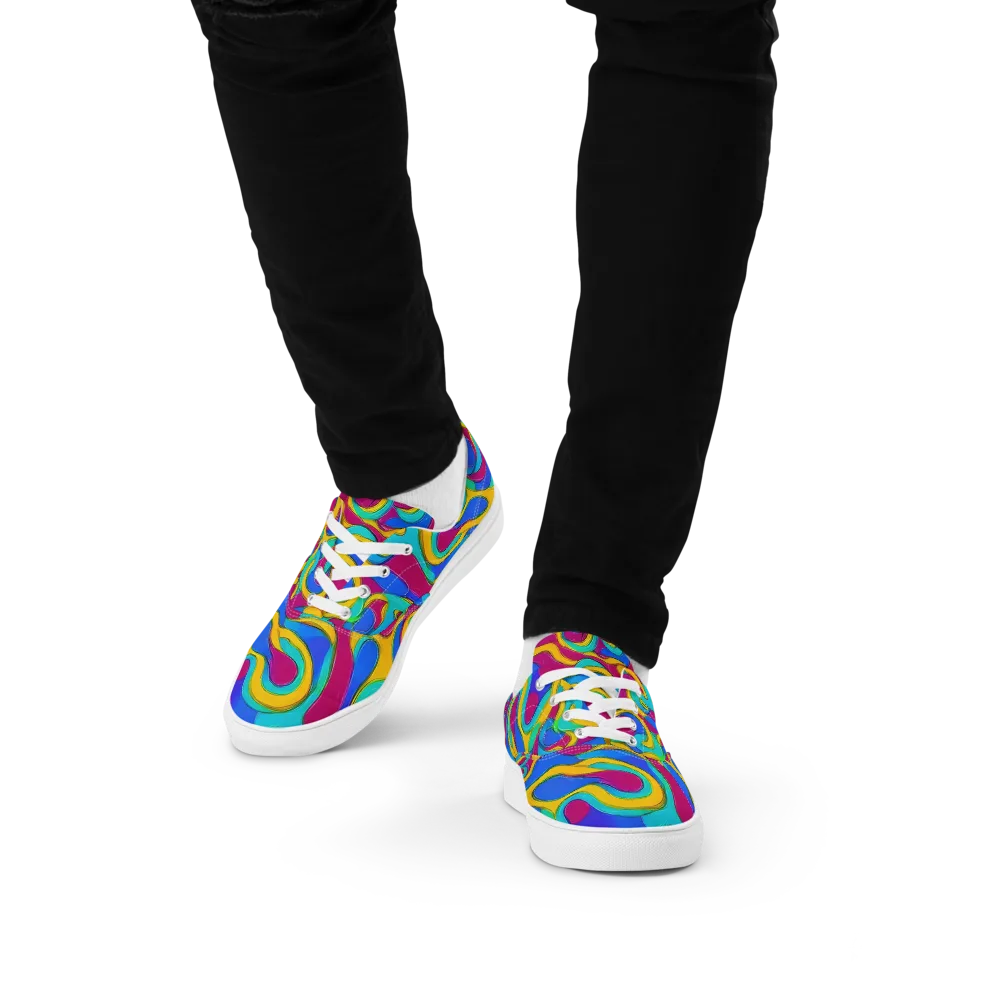 Kaleido Flow on Men's Lace-Up Canvas Shoes — Front