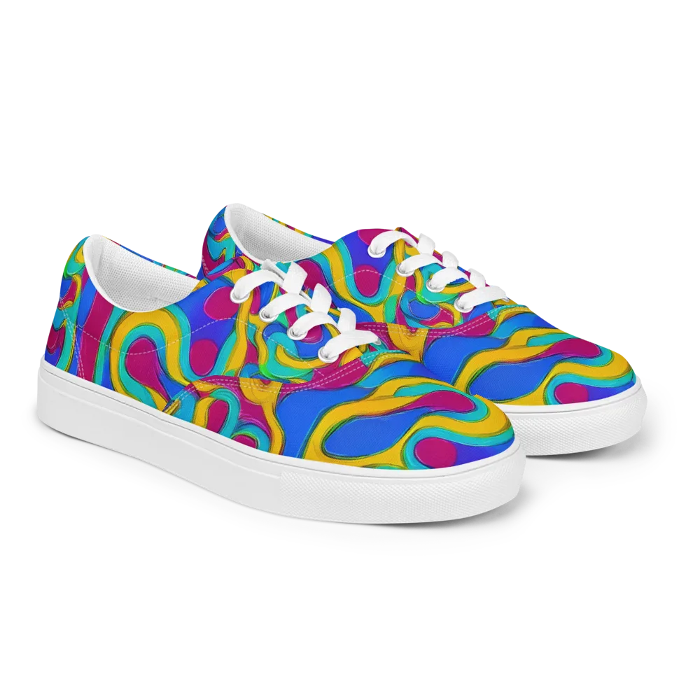 Kaleido Flow on Men's Lace-Up Canvas Shoes — Right Front