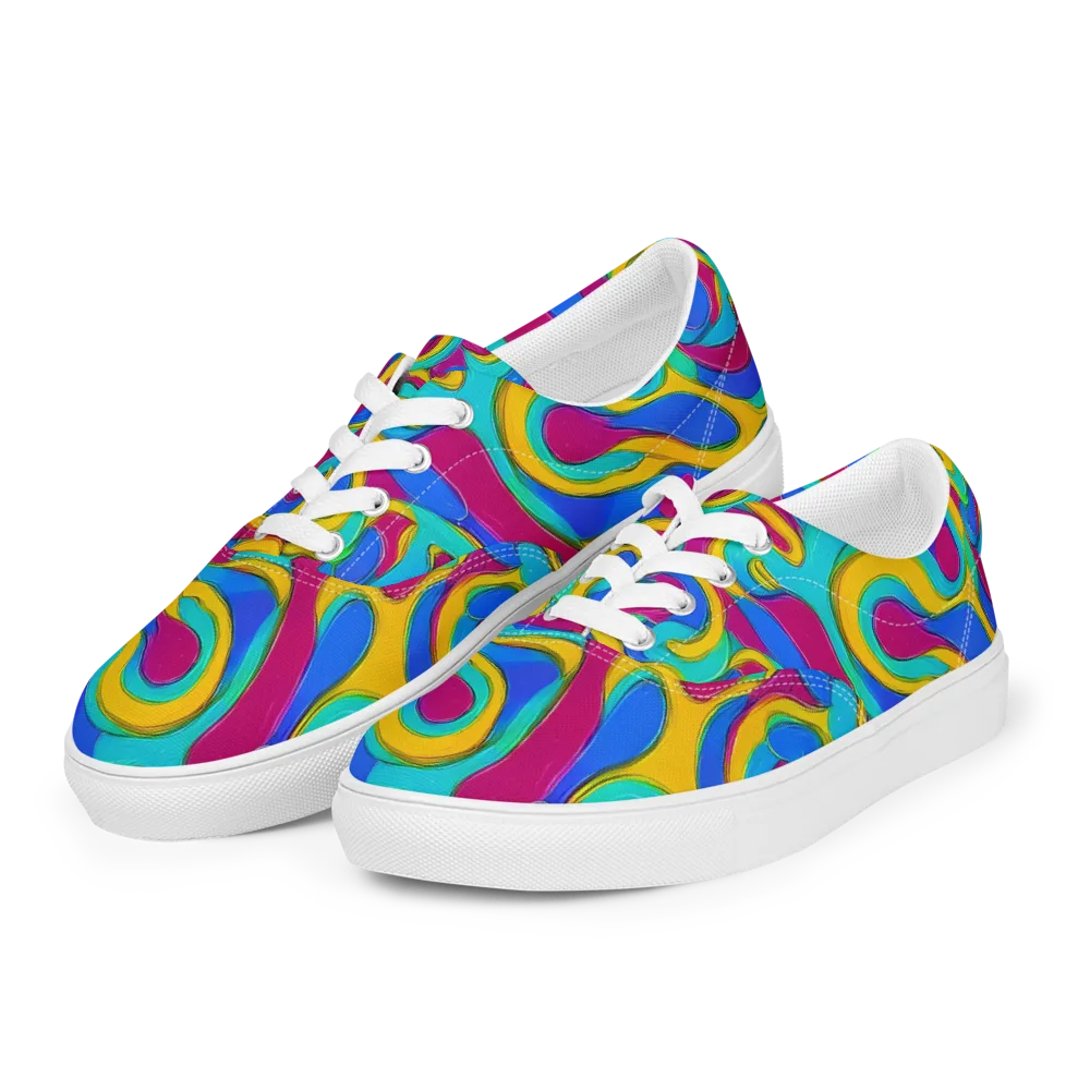 Kaleido Flow on Men's Lace-Up Canvas Shoes — Left Front