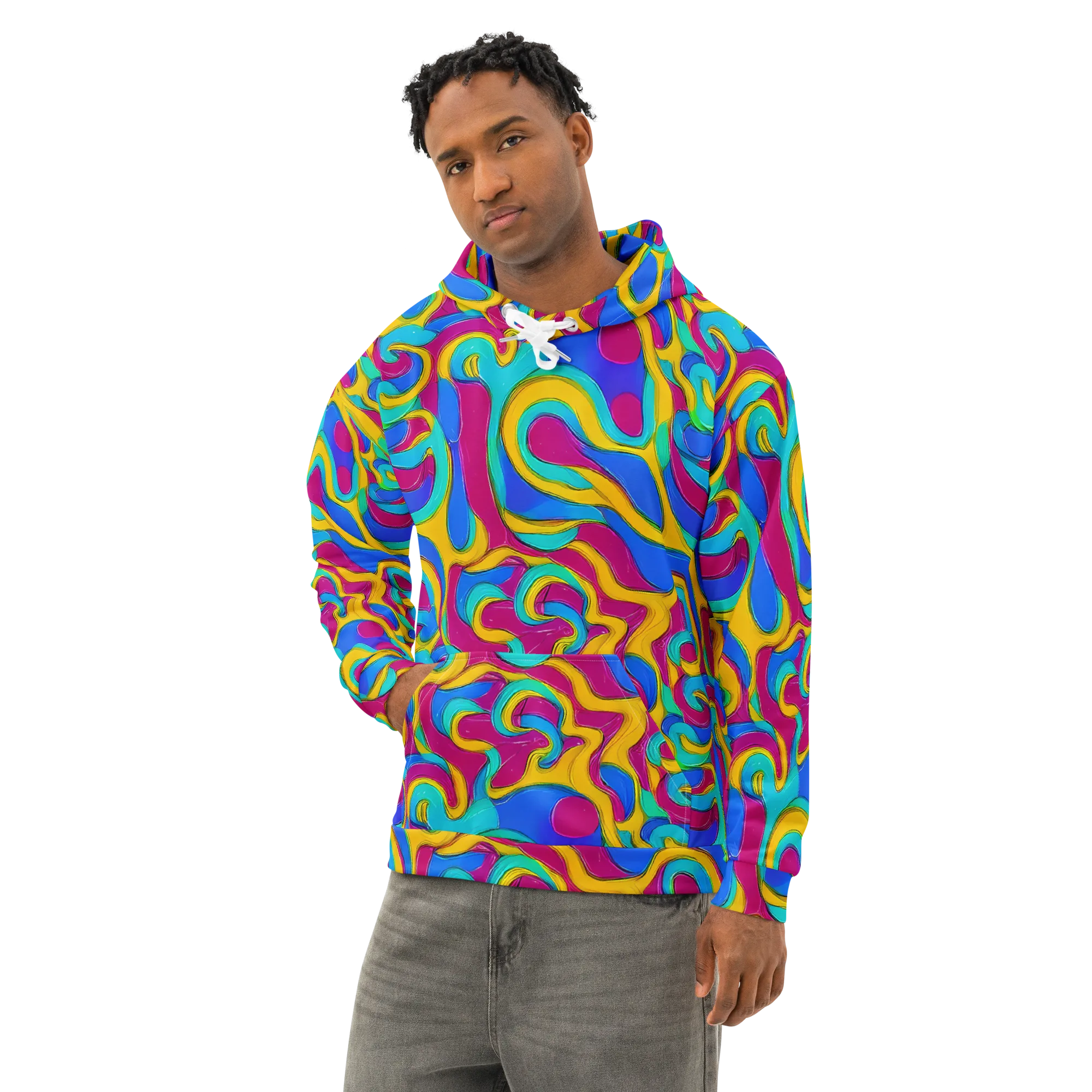 Kaleido Flow on Cotton Hoodie — Left Front