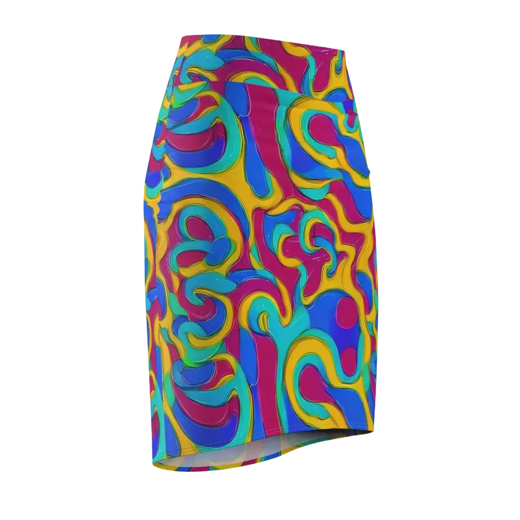 Kaleido Flow on Pencil Skirt — Front Side