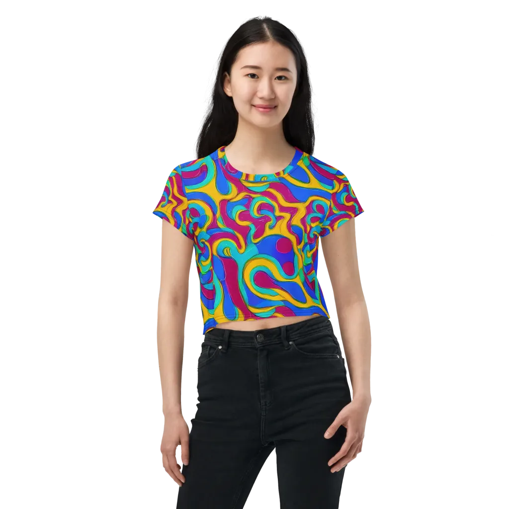 Kaleido Flow on Crop Tee — Front