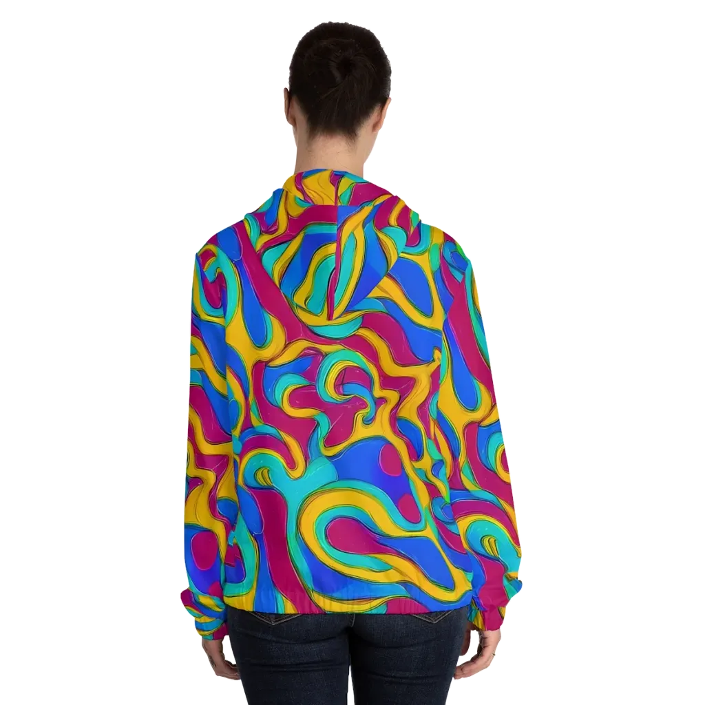 Kaleido Flow on Women's Full-Zip Hoodie — Back On Person