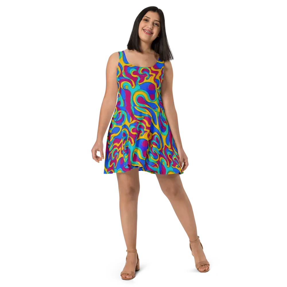Kaleido Flow on Skater Dress — Front