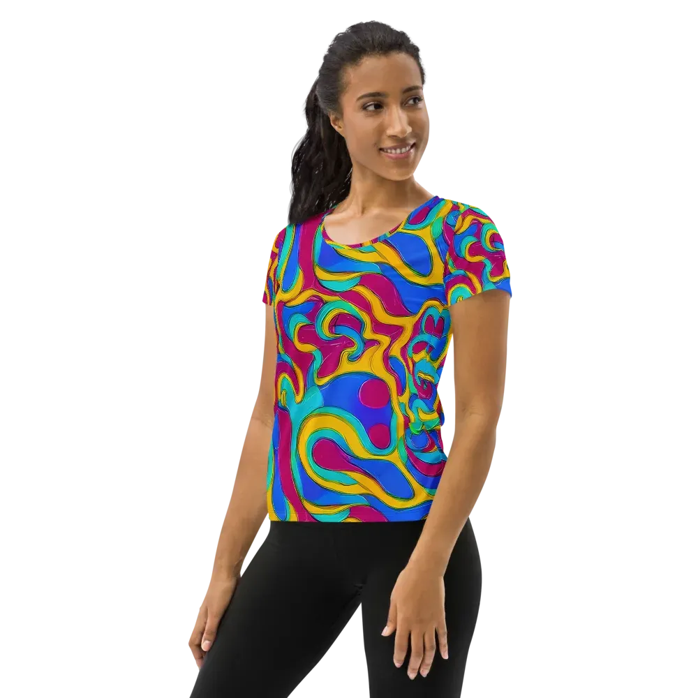 Kaleido Flow on Women's Athletic T-Shirt — Left