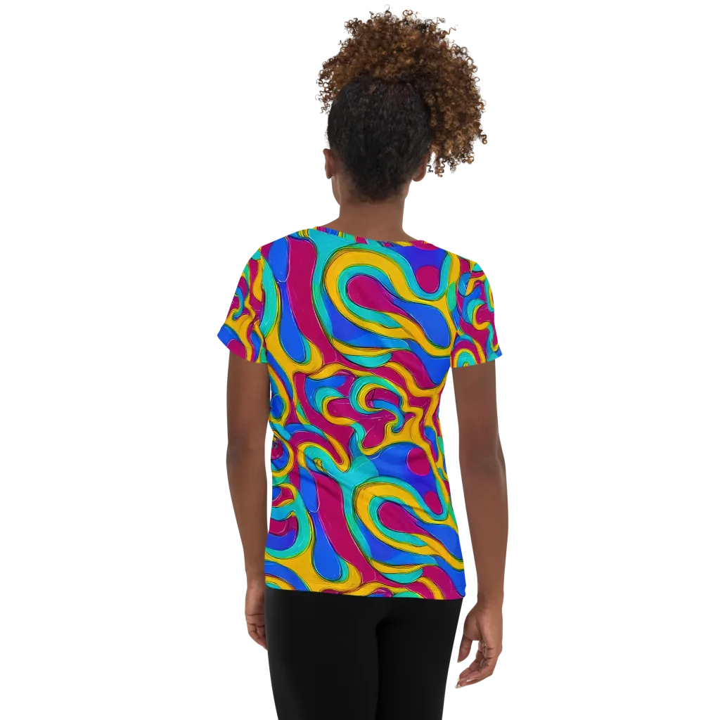Kaleido Flow on Women's Athletic T-Shirt — Back