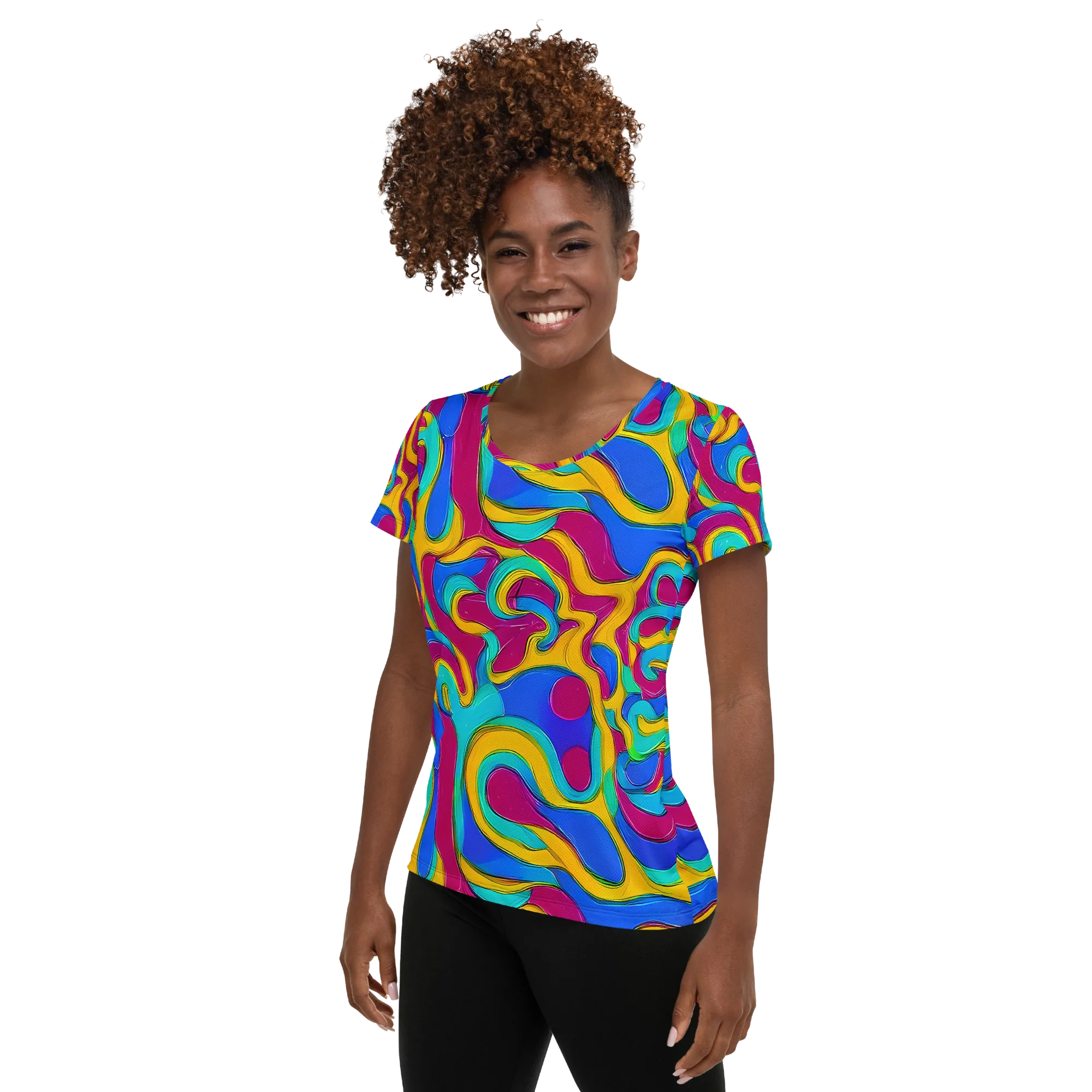 Kaleido Flow on Women's Athletic T-Shirt — Left