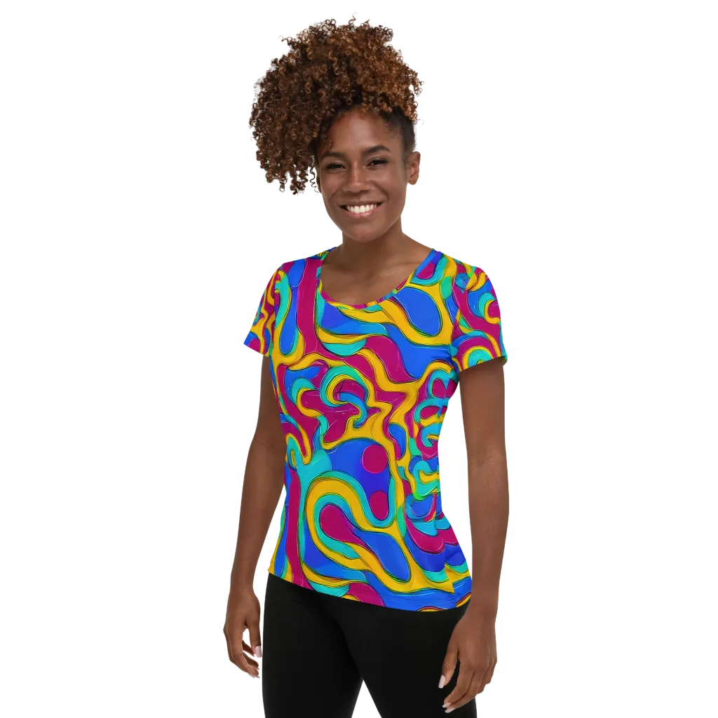 Kaleido Flow on Women's Athletic T-Shirt — Left