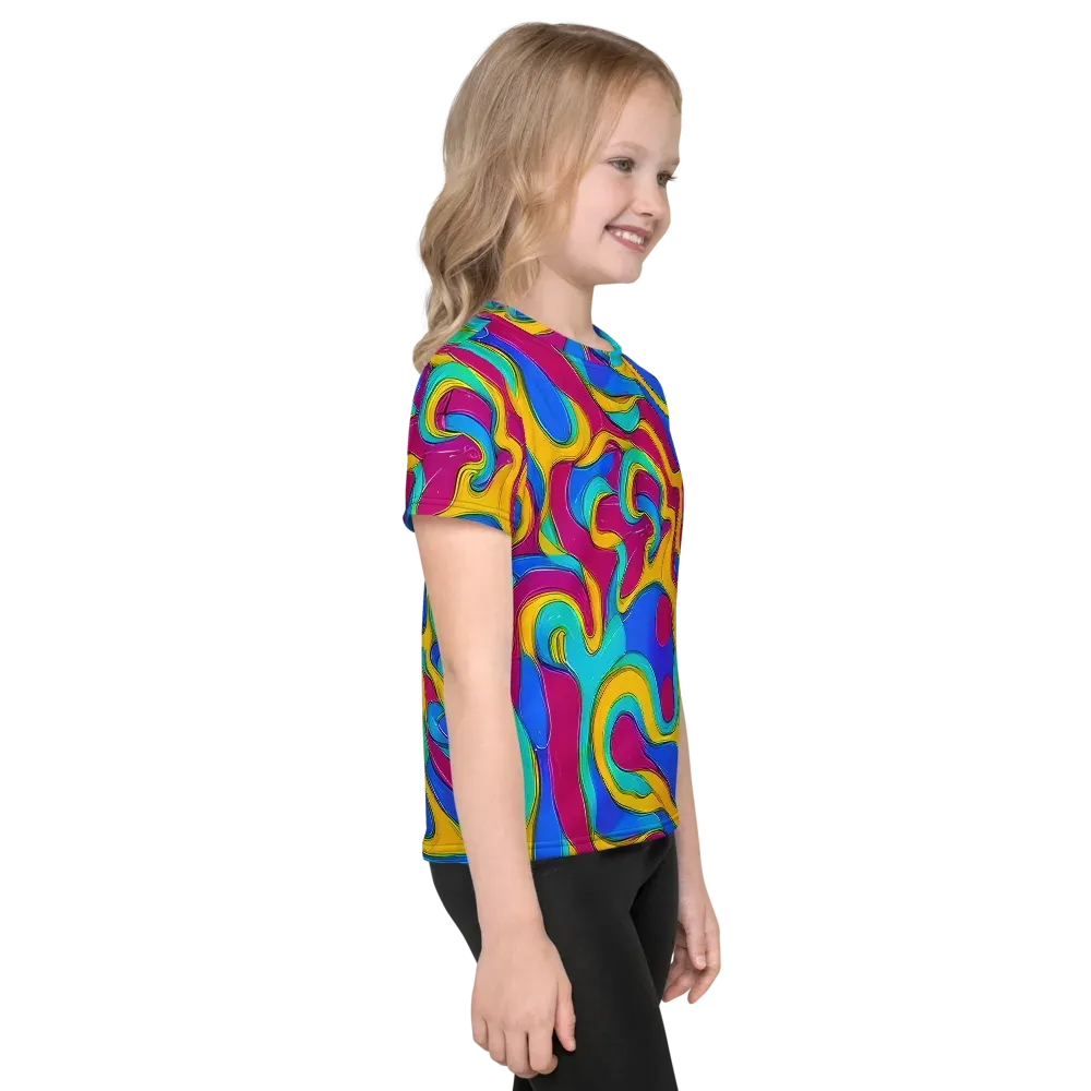 Kaleido Flow on Kids Crew Neck T-Shirt — Right