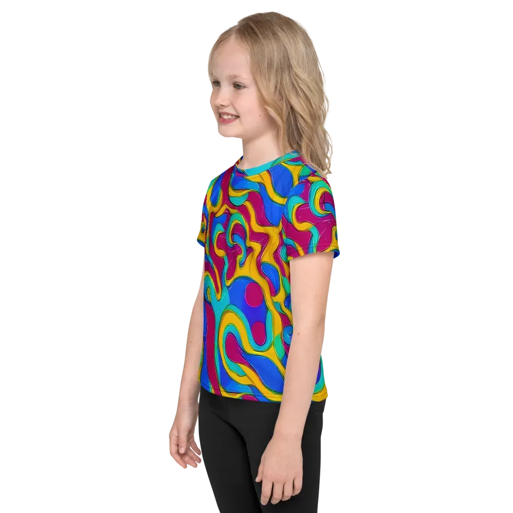 Kaleido Flow on Kids Crew Neck T-Shirt — Left