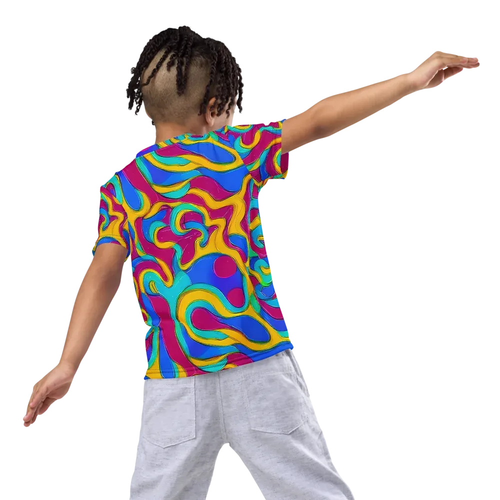 Kaleido Flow on Kids Crew Neck T-Shirt — Back