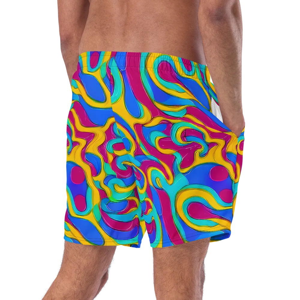 Kaleido Flow on Swim Trunks — Right Back