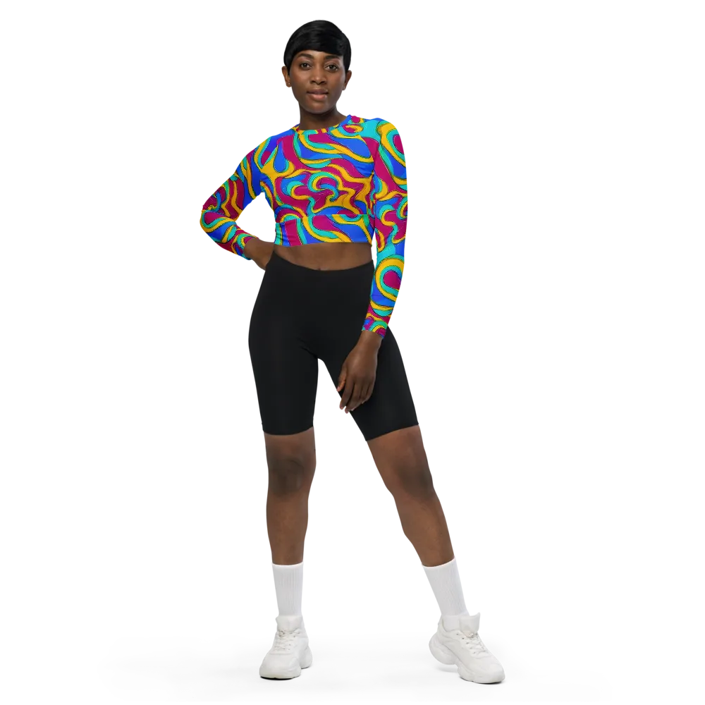 Kaleido Flow on Long Sleeve Crop Top — Front