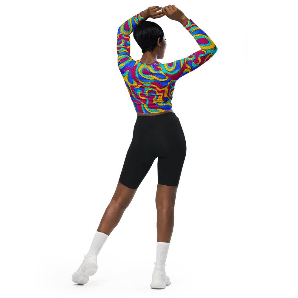 Kaleido Flow on Long Sleeve Crop Top — Back