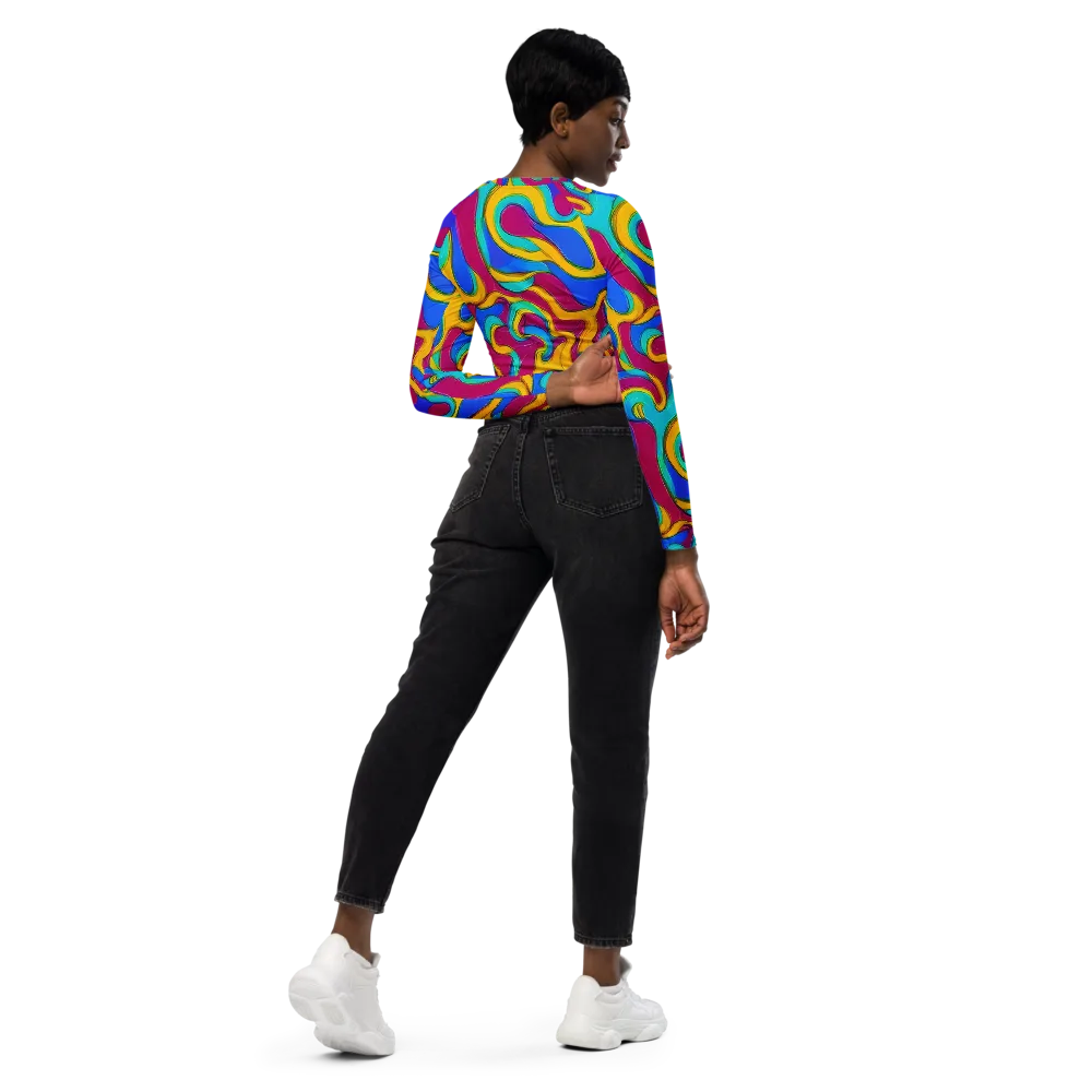 Kaleido Flow on Long Sleeve Crop Top — Right Back