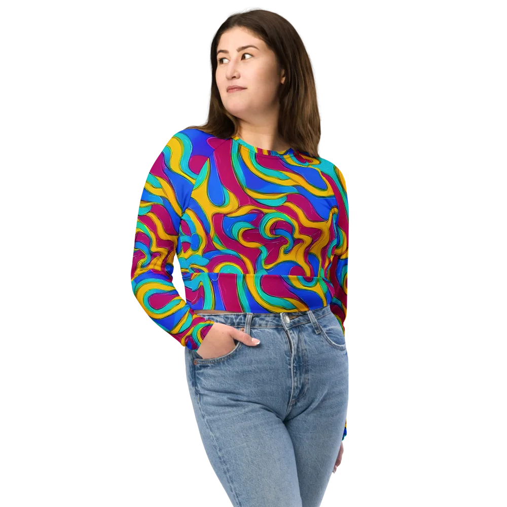 Kaleido Flow on Long Sleeve Crop Top — Front