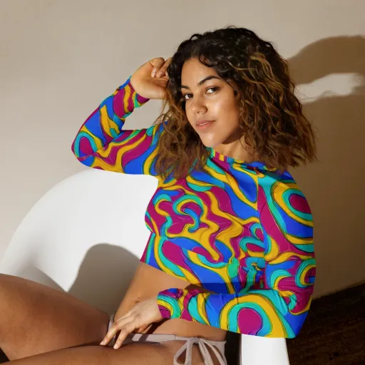 Kaleido Flow on a Long Sleeve Crop Top