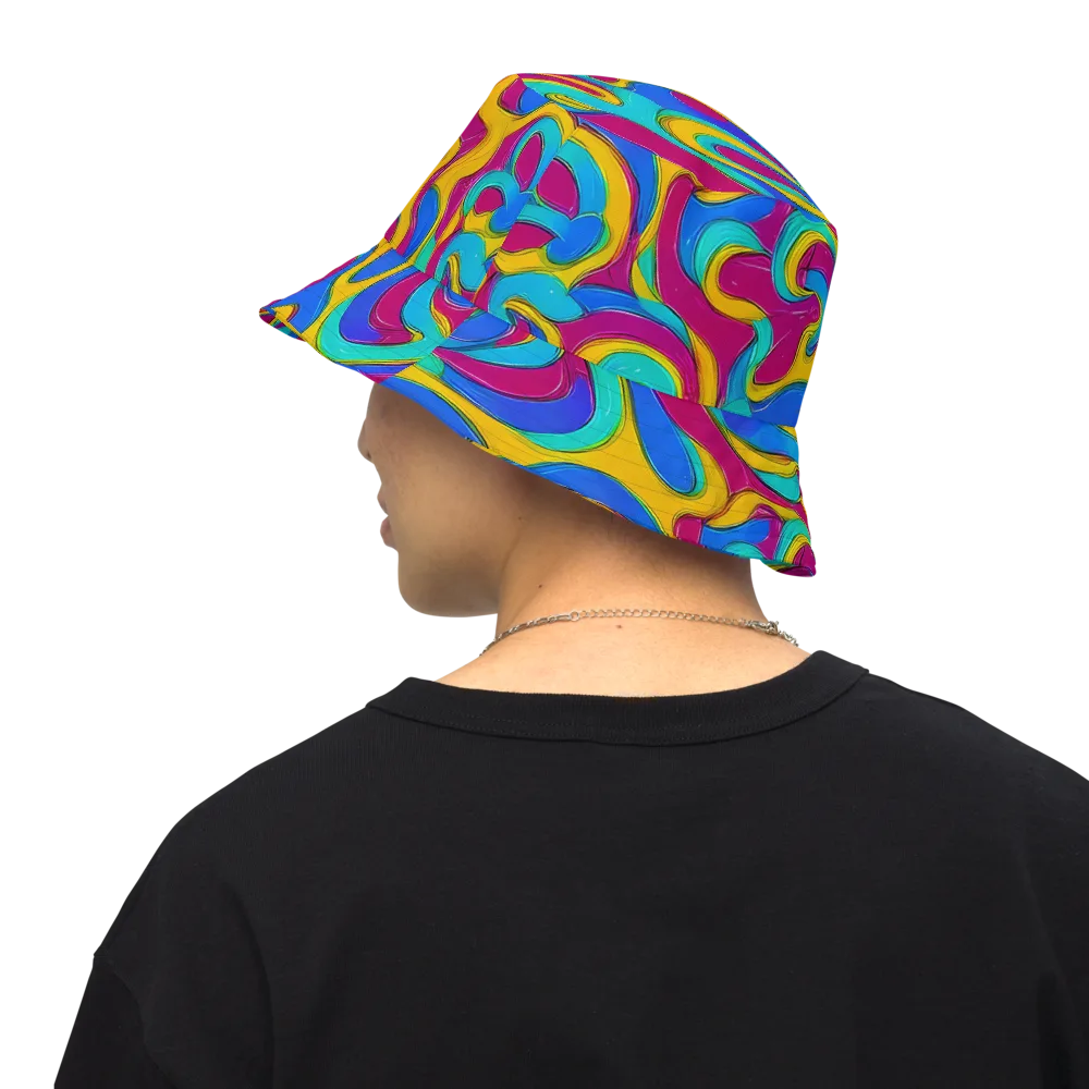 Kaleido Flow on Reversible Bucket Hat — Back Inside