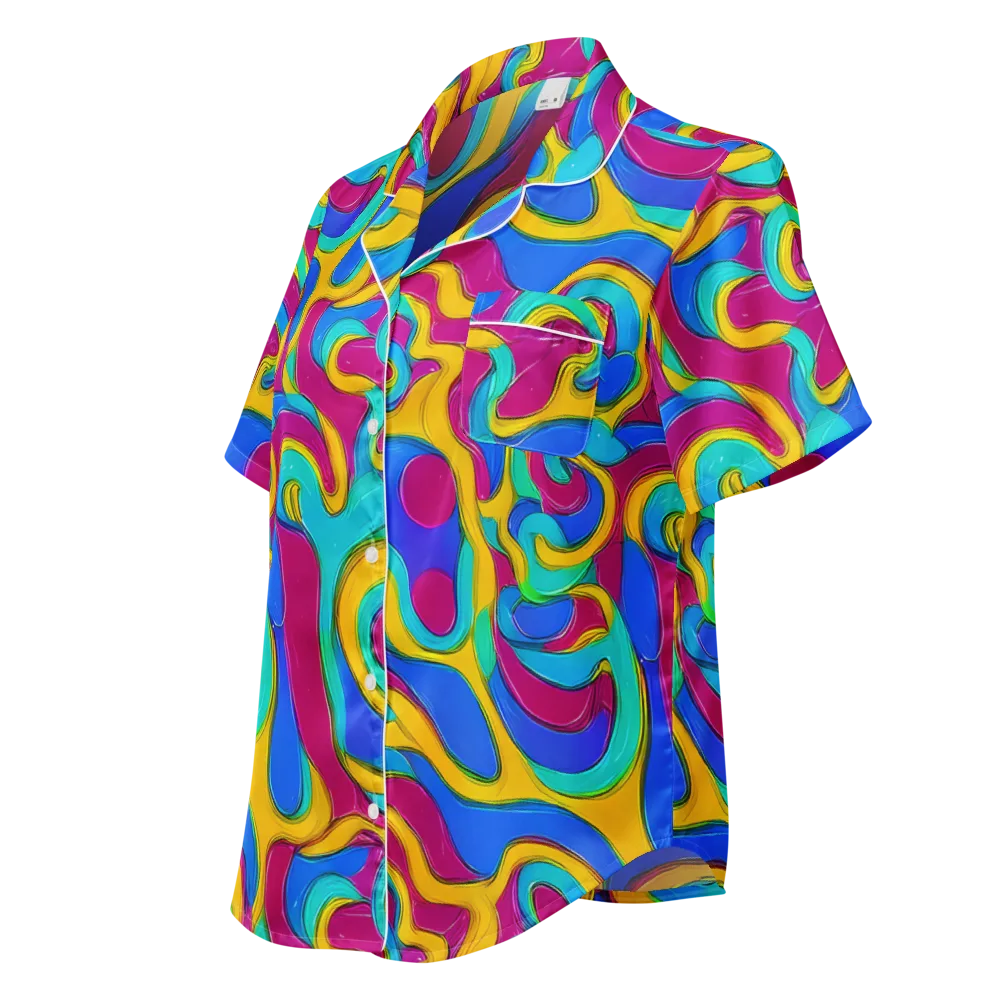 Kaleido Flow on Women's Short Sleeve Pajama Top — Left Front
