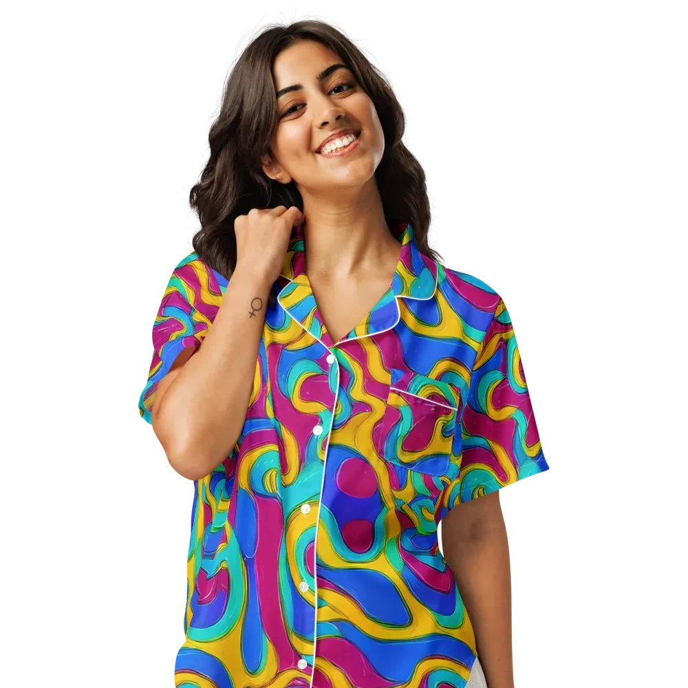Kaleido Flow on Women's Short Sleeve Pajama Top — Front