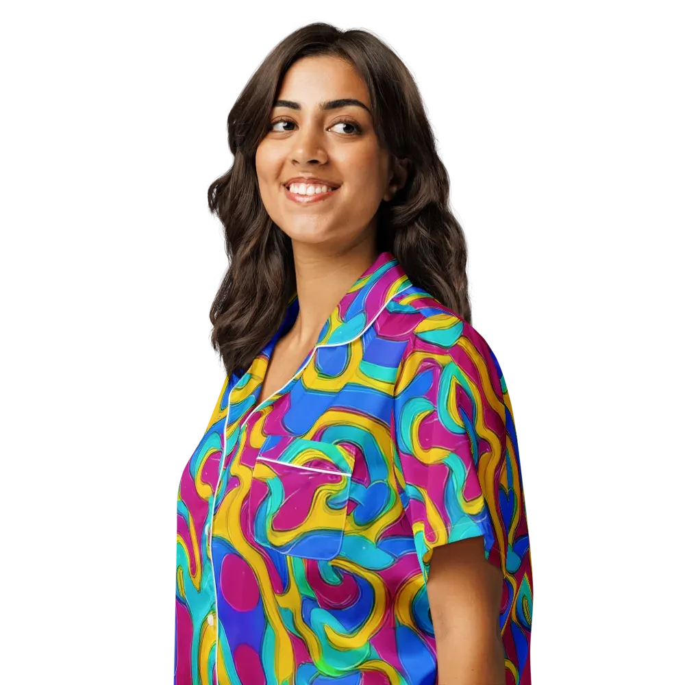 Kaleido Flow on Women's Short Sleeve Pajama Top — Left Front