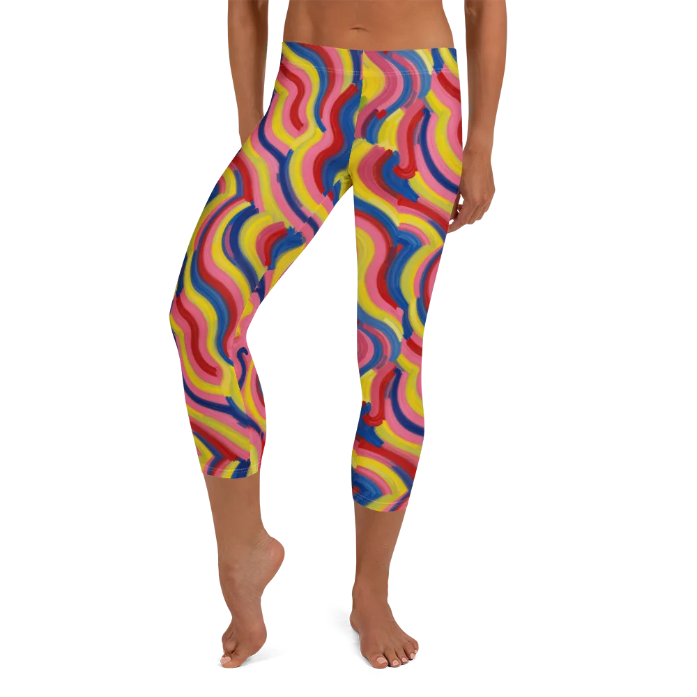 Chromatic Swerve on Capri Leggings — Front