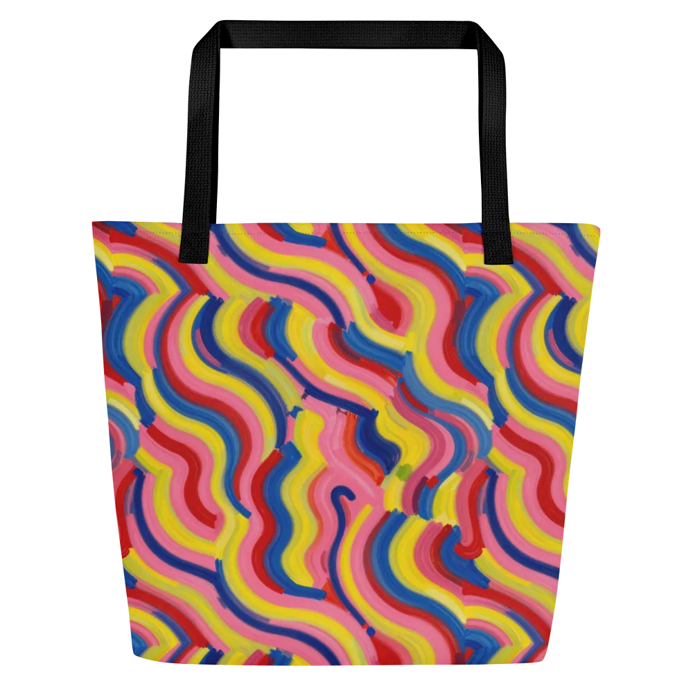 Chromatic Swerve on Large Tote Bag W/ Pocket — Front