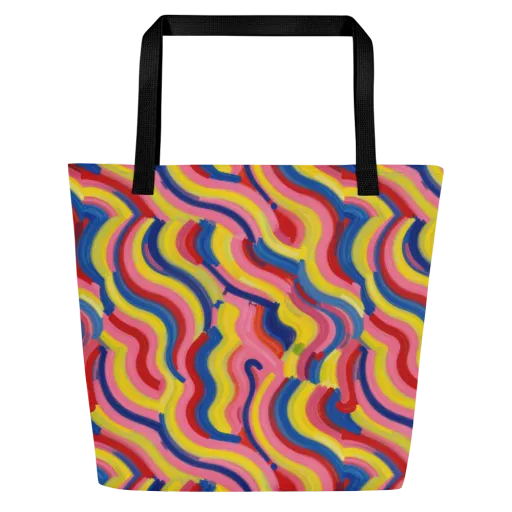 Chromatic Swerve on a Large Tote Bag W/ Pocket