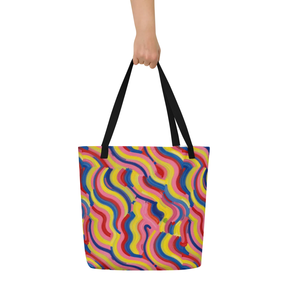 Chromatic Swerve on Large Tote Bag W/ Pocket — Front