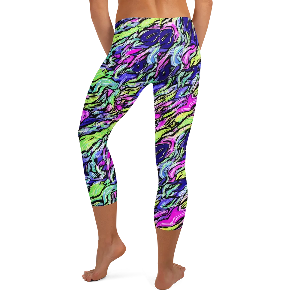Fluoro Current on Capri Leggings — Back