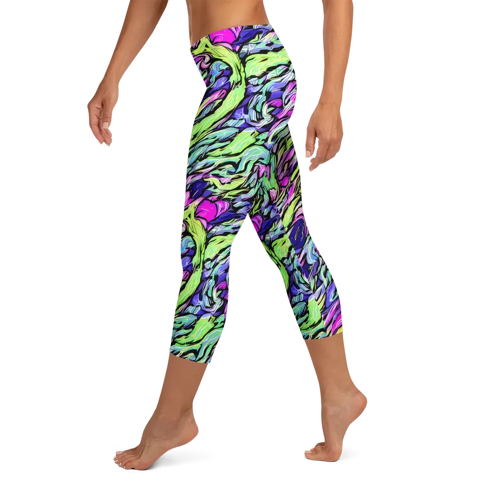 Fluoro Current on Capri Leggings — Left
