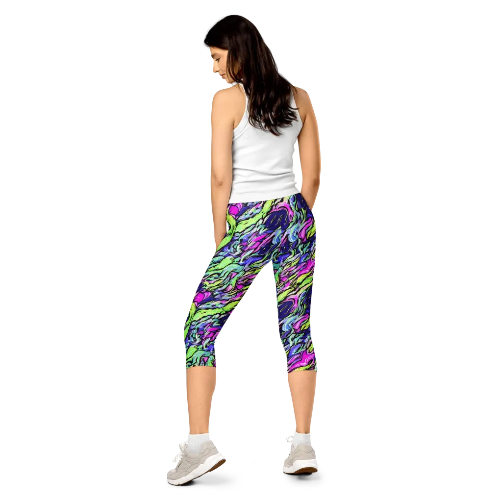 Fluoro Current on Capri Leggings — Back