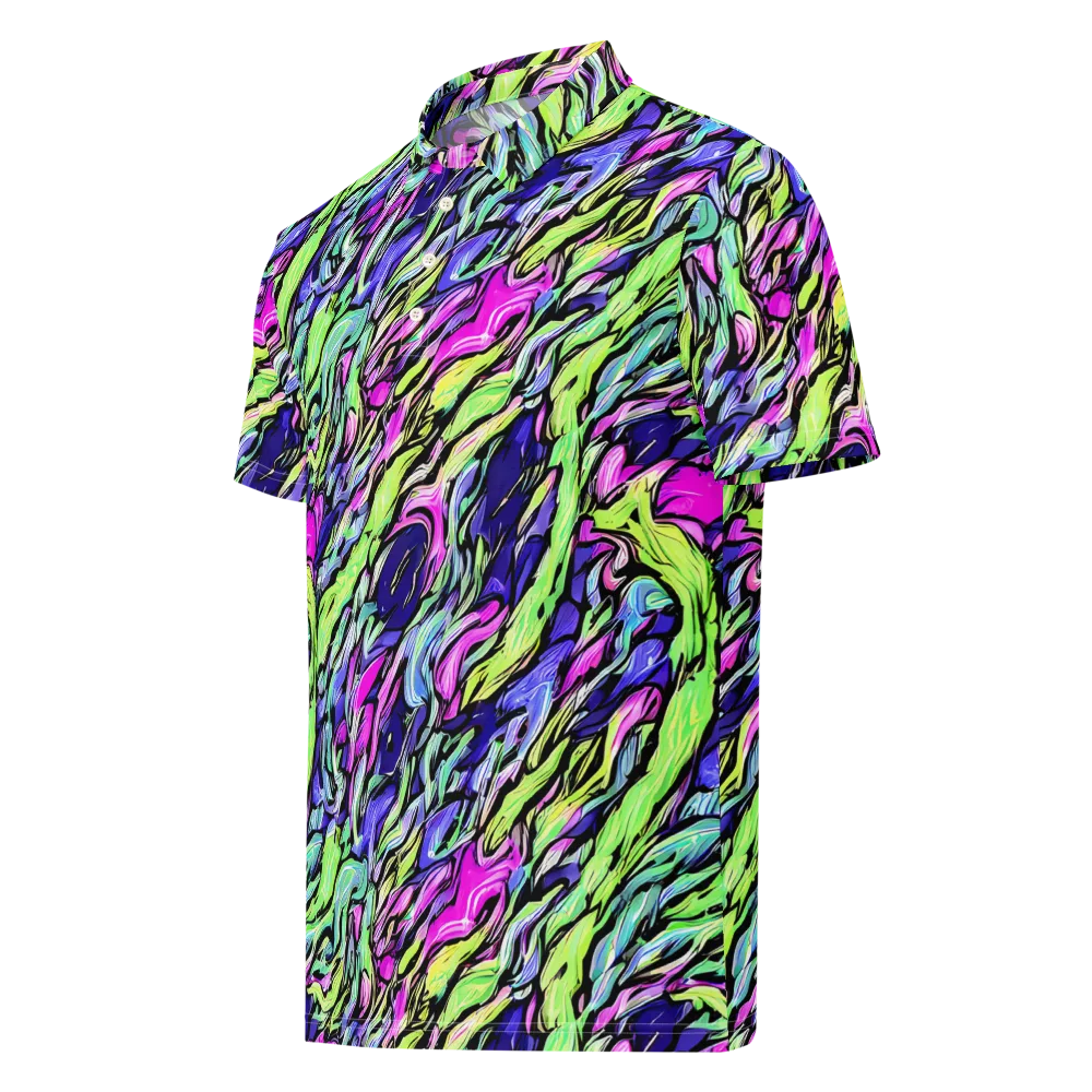 Fluoro Current on Men's Slim Fit Polo Shirt — Left Front