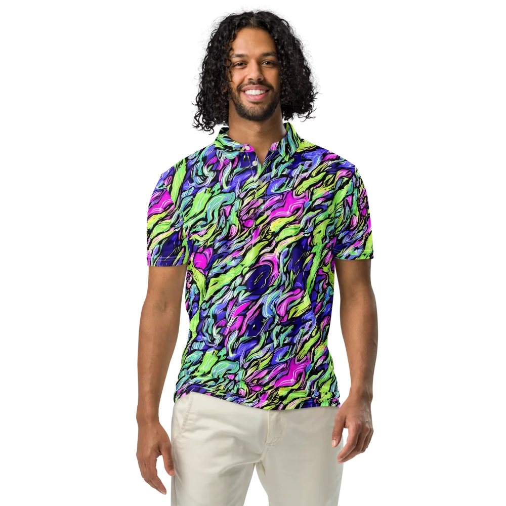 Fluoro Current on Men's Slim Fit Polo Shirt — Front