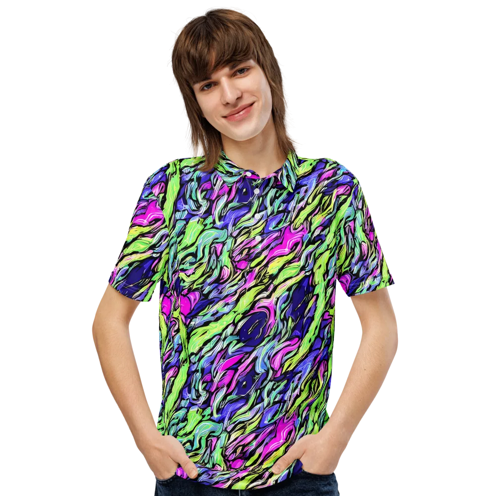 Fluoro Current on Men's Slim Fit Polo Shirt — Front