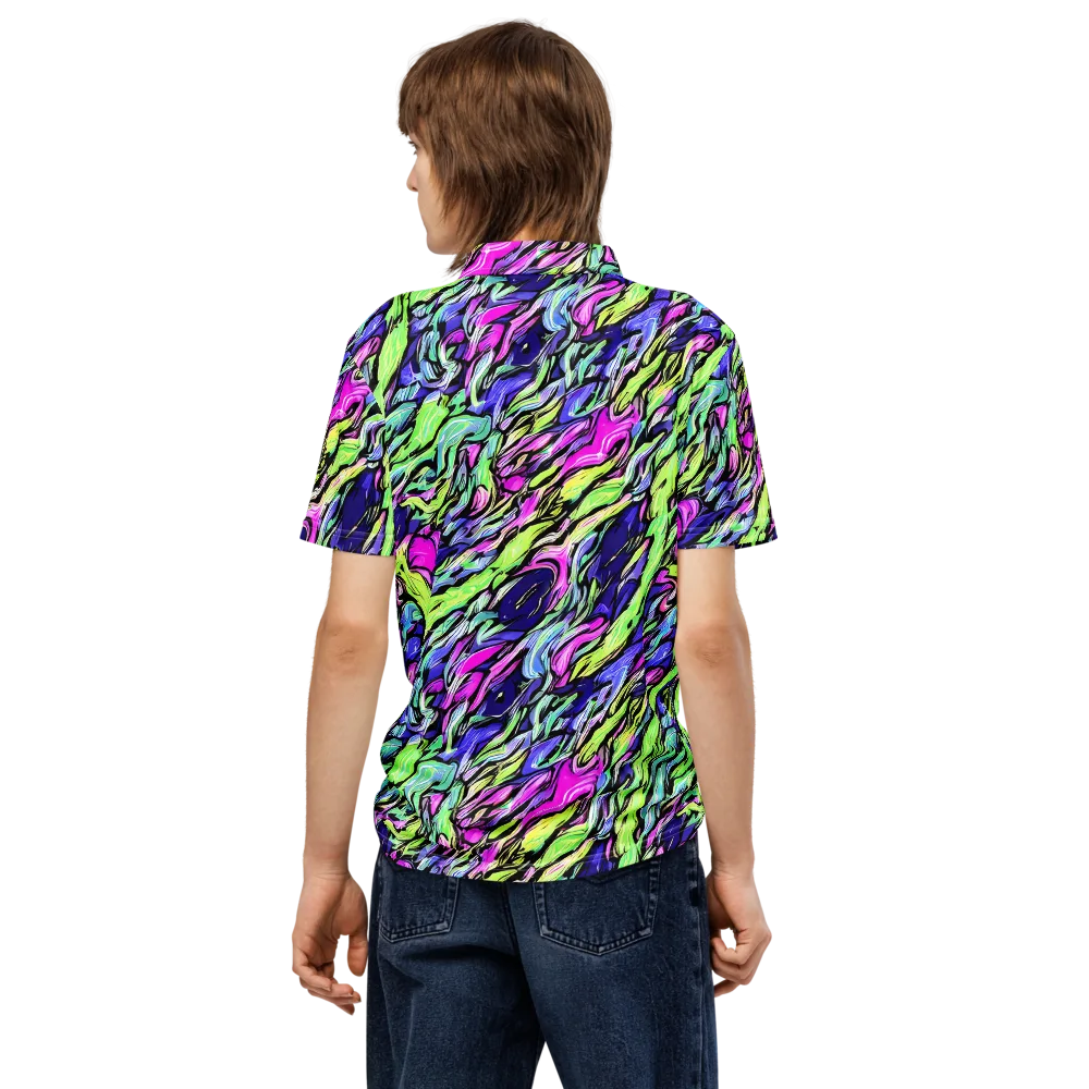 Fluoro Current on Men's Slim Fit Polo Shirt — Back
