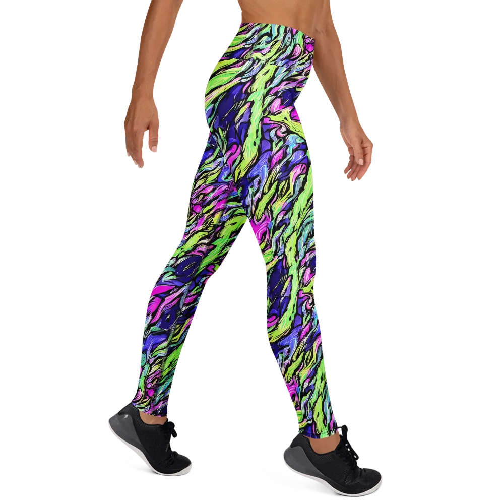 Fluoro Current on Yoga Leggings — Right