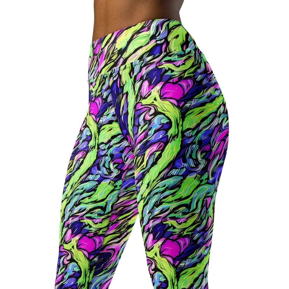 Fluoro Current on Yoga Leggings — Left Front