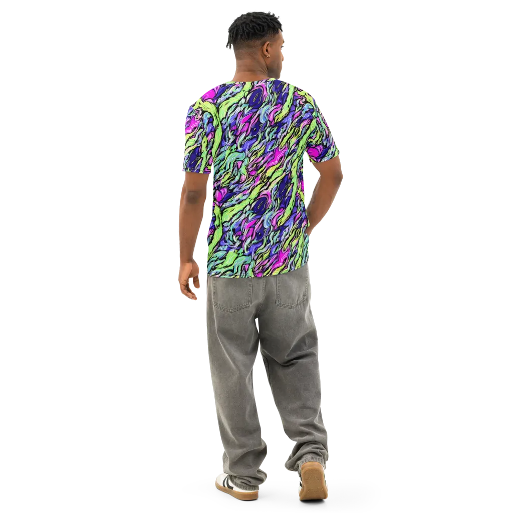 Fluoro Current on Men's Cotton Crew Neck T-Shirt — Back