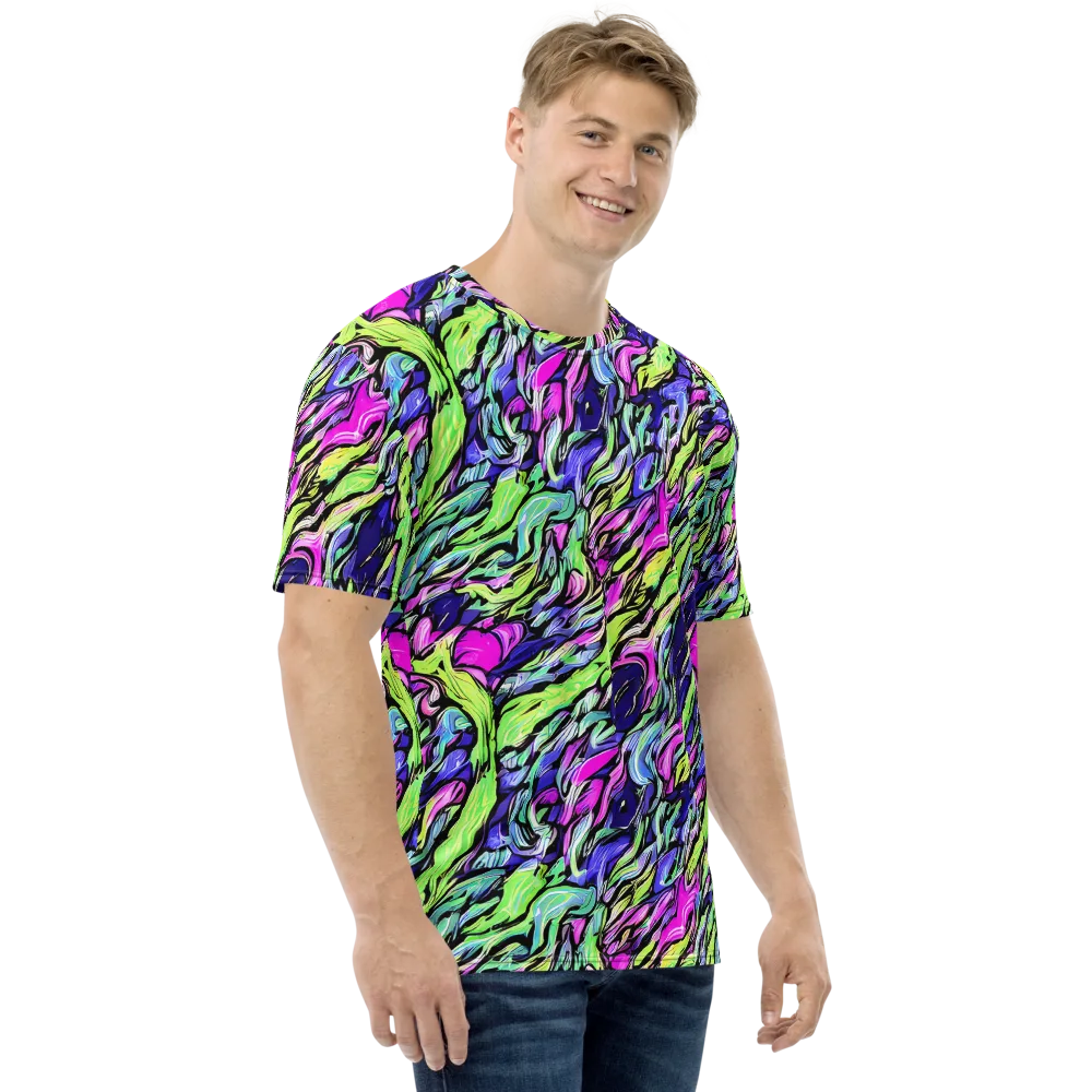 Fluoro Current on Men's Crew Neck T-Shirt — Right