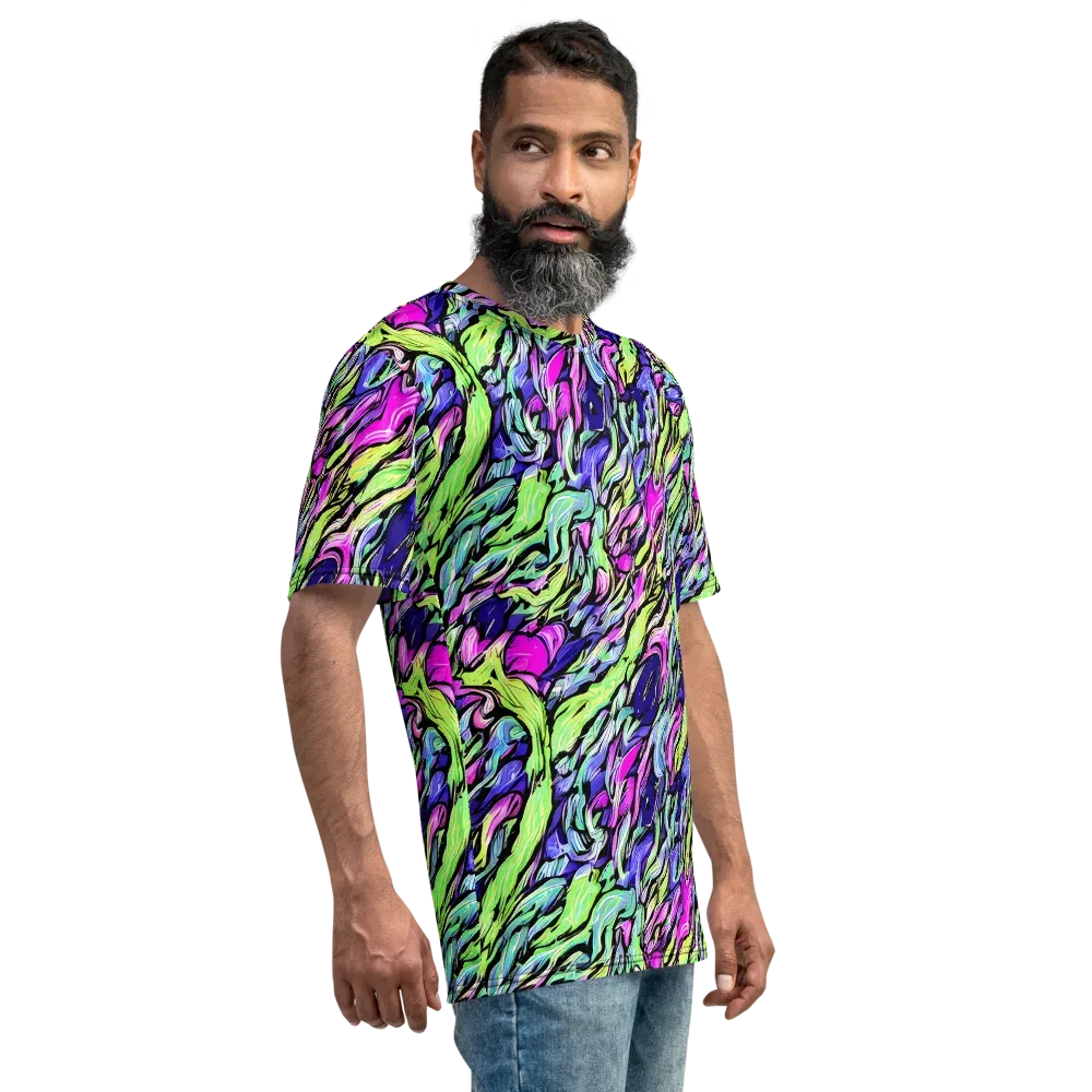 Fluoro Current on Men's Crew Neck T-Shirt — Right