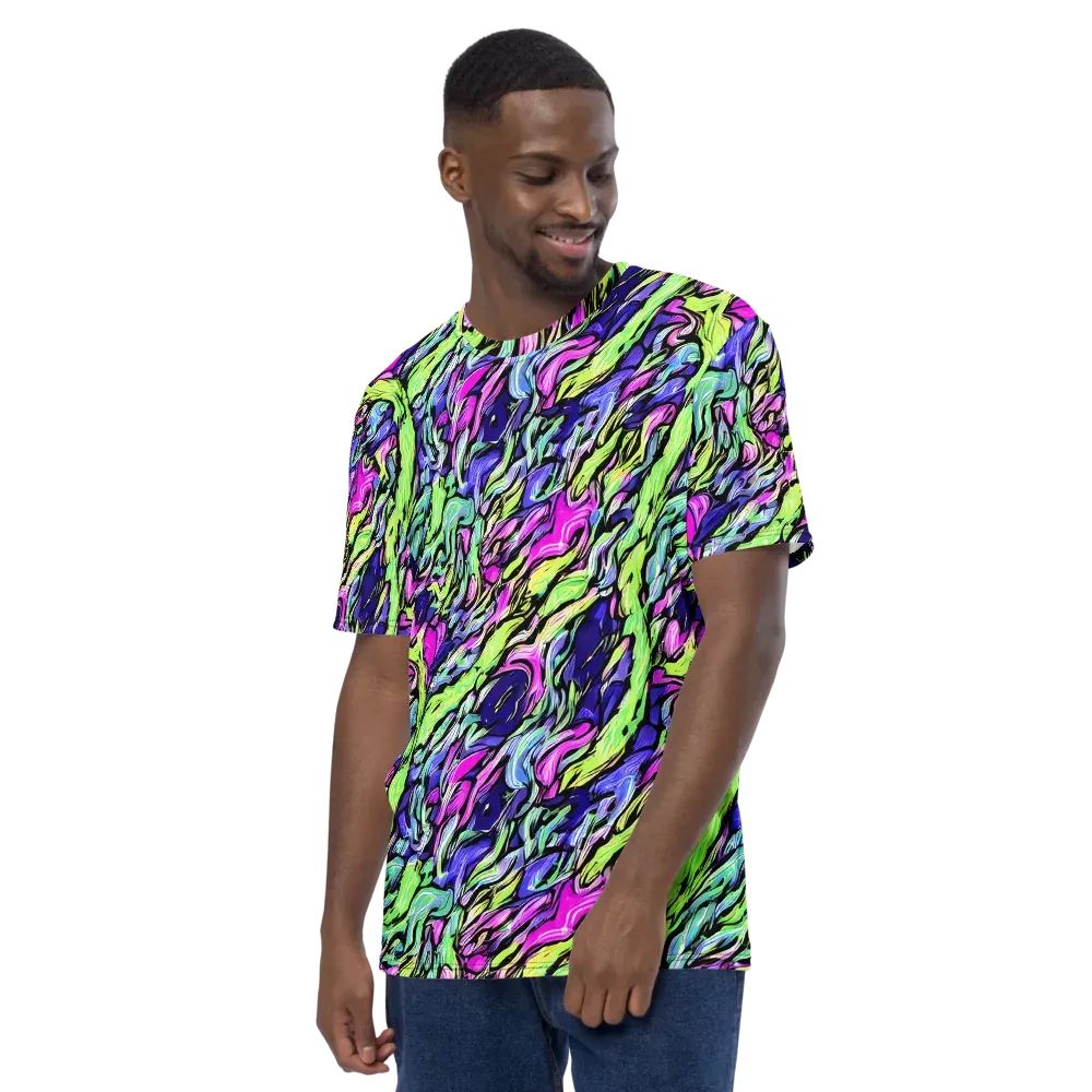 Fluoro Current on Men's Crew Neck T-Shirt — Left