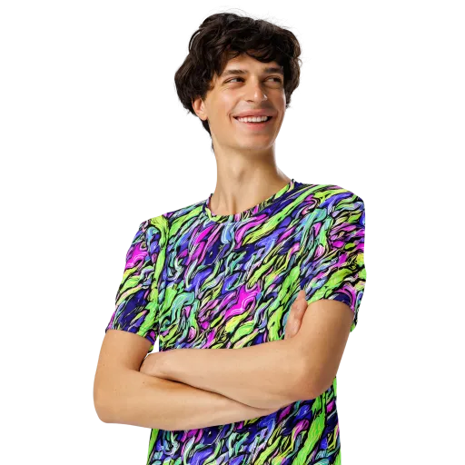 Fluoro Current on a Men's Crew Neck T-Shirt