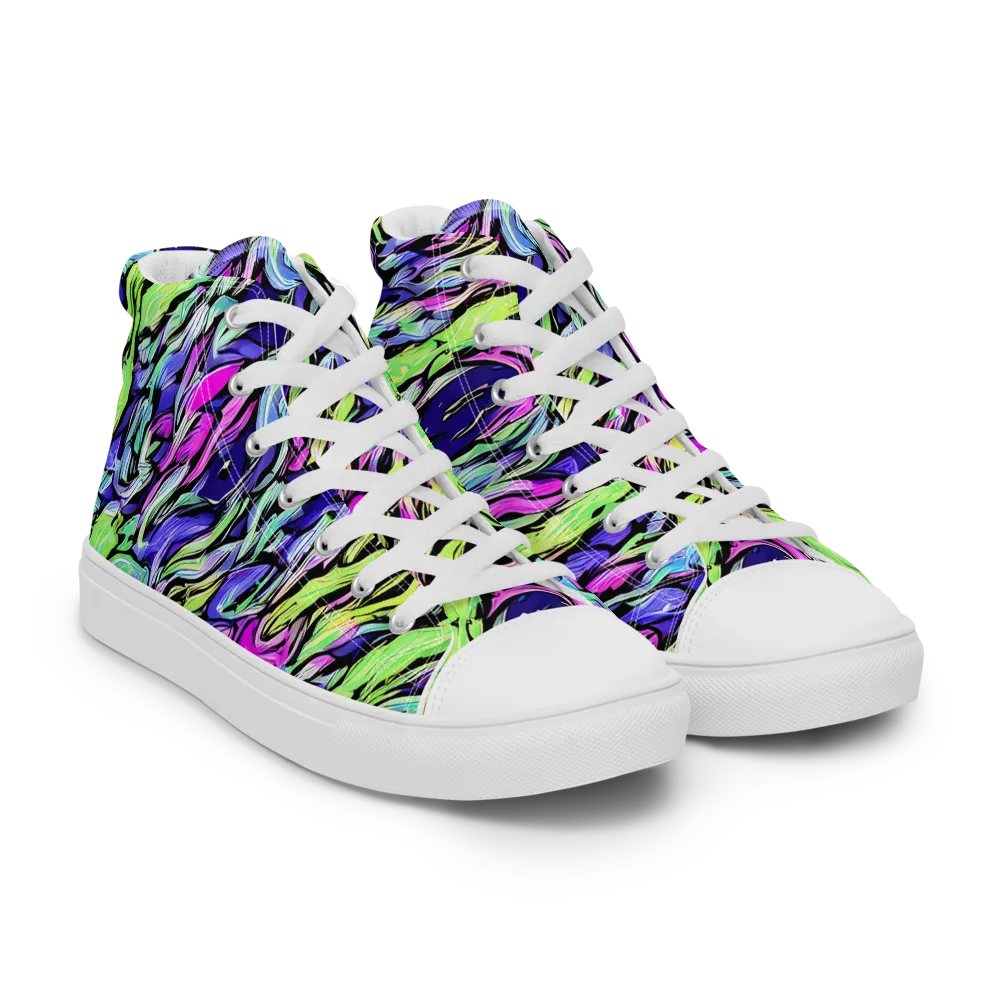 Fluoro Current on Men's High Top Canvas Shoes — Right Front