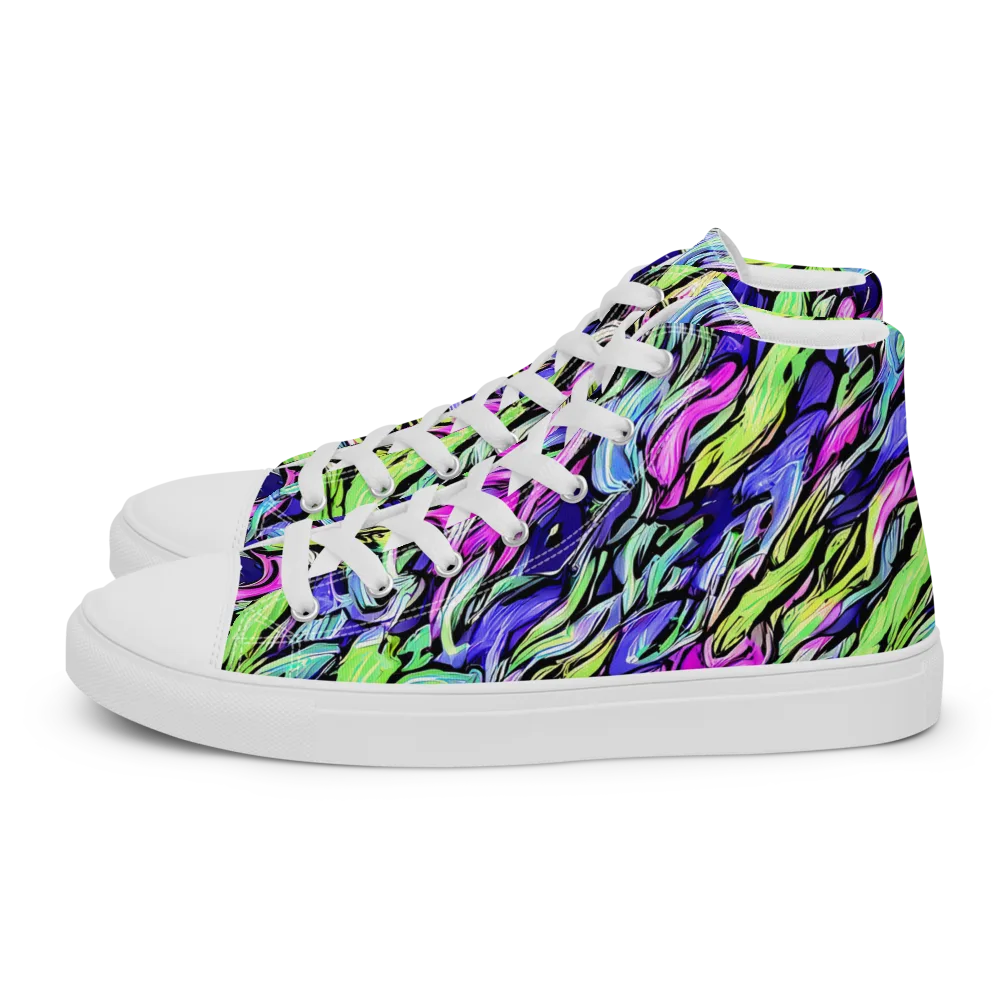 Fluoro Current on Men's High Top Canvas Shoes — Left