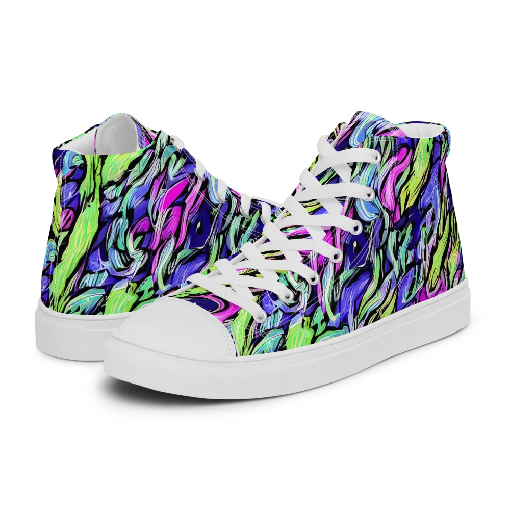Fluoro Current on Men's High Top Canvas Shoes — Left