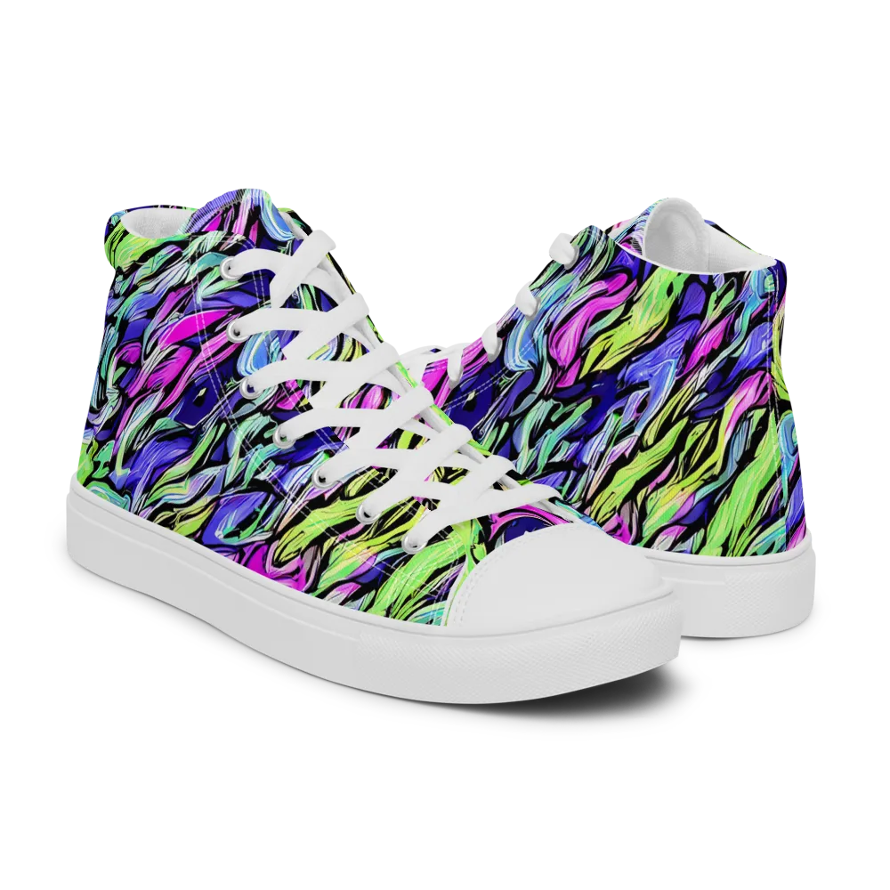Fluoro Current on Men's High Top Canvas Shoes — Right