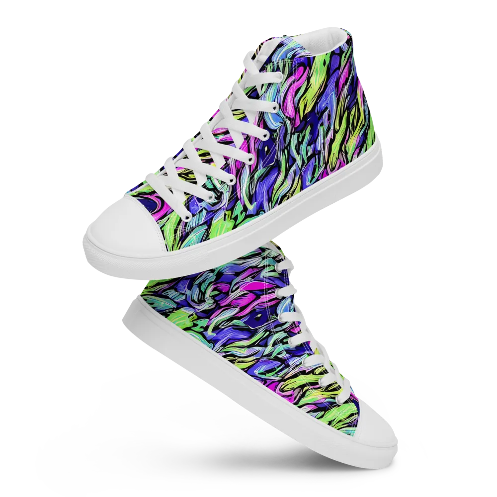 Fluoro Current on Men's High Top Canvas Shoes — Front