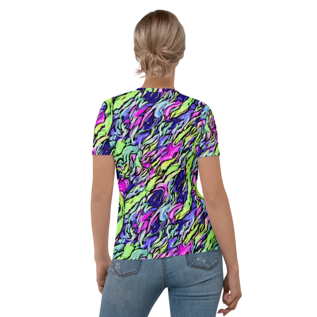 Fluoro Current on Women's Crew Neck T-Shirt — Back